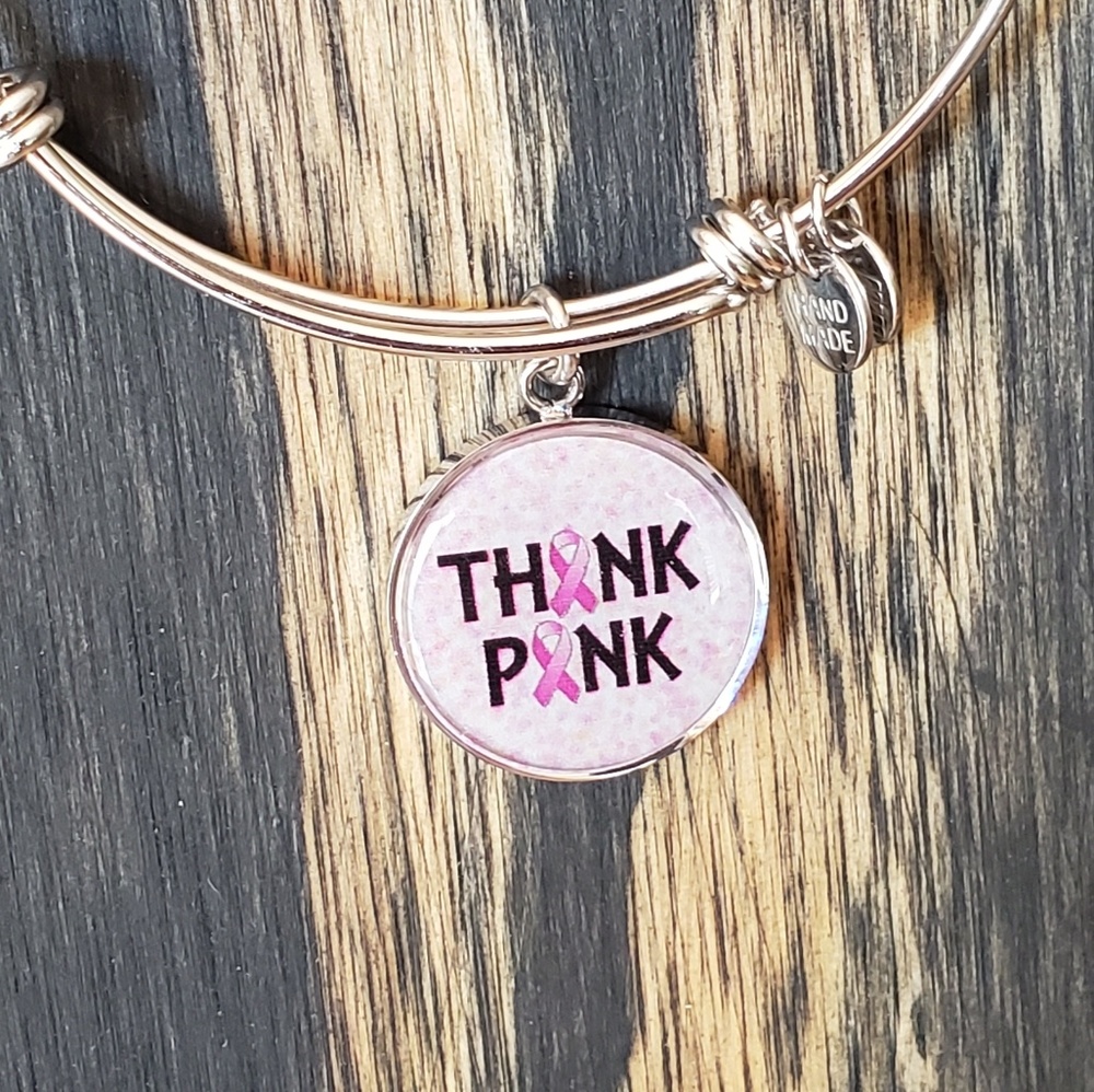 Breast Cancer Awareness Silver Bangle
